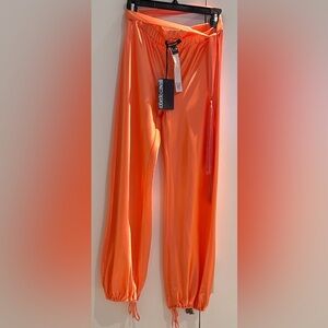 Roberto Cavalli Coral Silk Pants with Tassels